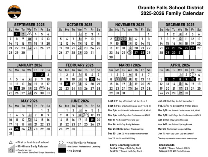  2025-26 GFSD Family Calendar